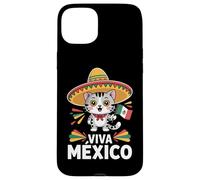 Viva Mexico Cute Cat Sombrero Flag Mexican Pride Case for iPhone 15 Plus