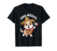 Viva Mexico Cute Sombrero Dog with Flag Poncho T-Shirt