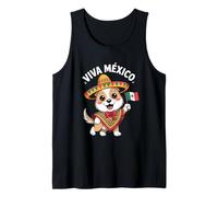 Viva Mexico Cute Sombrero Dog with Flag Poncho Tank Top