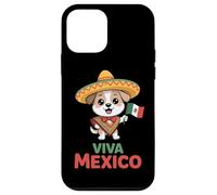 Viva Mexico Cute Sombrero Dog With Mexican Flag Poncho Case for iPhone 12 mini