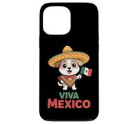 Viva Mexico Cute Sombrero Dog With Mexican Flag Poncho Case for iPhone 13 Pro Max