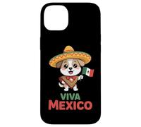 Viva Mexico Cute Sombrero Dog With Mexican Flag Poncho Case for iPhone 14 Plus