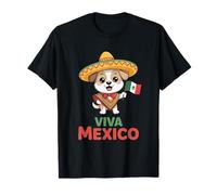 Viva Mexico Cute Sombrero Dog with Mexican Flag Poncho T-Shirt