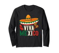 Viva Mexico Fiesta Sombrero Mexican Flag Cinco De Mayo Long Sleeve T-Shirt
