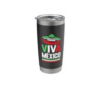 Viva Mexico Flag Hat Design | Mexican Pride Heritage Graphic Stainless Steel Insulated Tumbler