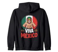 Viva Mexico Lucha Libre Mask Mexican Flag Pride Zip Hoodie