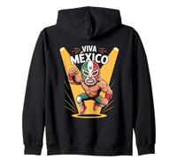 Viva Mexico Masked Hero Luchador Independence Spirit Zip Hoodie