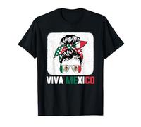 Viva Mexico Messy Bun Mexican Women Mexican Pride Girl T-Shirt