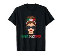 Viva Mexico Mexican Flag Messy Hair Bun T-Shirt