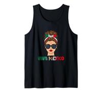 Viva Mexico Mexican Flag Messy Hair Bun Tank Top
