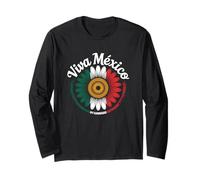 Viva Mexico Mexican Flag Sunflower Independence Day Long Sleeve T-Shirt