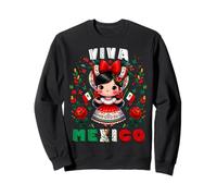 Viva Mexico Mexican Girl Kids Flag Independence Day Girls Sweatshirt
