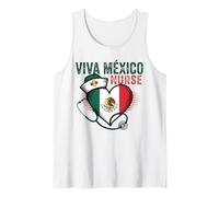 Viva Mexico Nurse Independence Day Mexican Nursing Heart Tank Top