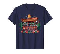 Viva Mexico Sombrero Cactus Fiesta Mexicans for Men T-Shirt, Men, Navy Blue, XX-Large