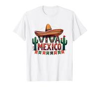 Viva Mexico Sombrero Cactus Fiesta Mexicans for Men T-Shirt, Men, White, 3X-Large