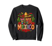 Viva Mexico Sombrero Cactus Floral Design Sweatshirt