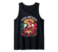 Viva Mexico Woman Sombrero Roses Flag Pride Tank Top