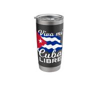 Viva Mi Cuba Libre Waving Cuban Flag Pride Stainless Steel Insulated Tumbler