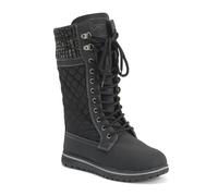 VIVA Polar Boot Women's Fleece Lined Snow Winter Hiking Durable Ankle Boots - 3 - Black Nylon Quilted Cardy