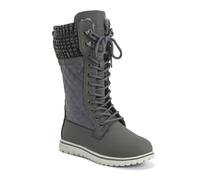 VIVA Polar Boot Women's Fleece Lined Snow Winter Hiking Durable Ankle Boots - 3 - Grey Leather Cardy