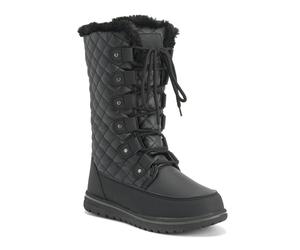 VIVA Polar Boot Women's Fleece Lined Snow Winter Hiking Durable Ankle Boots - 5 - Black Leather Quilted