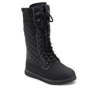 VIVA Polar Boot Women's Fleece Lined Snow Winter Hiking Durable Ankle Boots - 6 - Black Leather Cardy