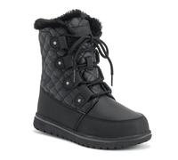 VIVA Polar Boot Women's Fleece Lined Snow Winter Hiking Durable Ankle Boots - 6 - Black Leather Quilted