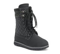 VIVA Polar Boot Women's Fleece Lined Snow Winter Hiking Durable Ankle Boots - 8 - Black Leather Cardy