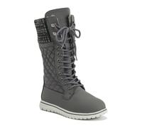 VIVA Polar Boot Women's Fleece Lined Snow Winter Hiking Durable Ankle Boots - 8 - Grey Nylon Quilted Cardy