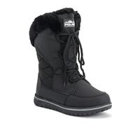 Polar Boot Womens Quilted Outdoor Cuff Snow Duck Waterproof Lace Up Faux Fur Boots, Black Black Nylon, 8 UK