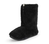 Polar Men’s Memory Foam Slipper Boots - Fleece-Lined Indoor Outdoor House Shoes - Non-Slip Sole & Funny Quote Outsole Detail - Warm Winter Sherpa Bootie Style - Black - UK 11