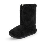 Polar Men’s Memory Foam Slipper Boots - Fleece-Lined Indoor Outdoor House Shoes - Non-Slip Sole & Funny Quote Outsole Detail - Warm Winter Sherpa Bootie Style - Black - UK 9