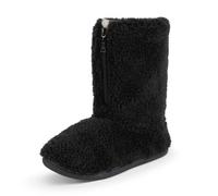 Polar Men’s Memory Foam Slipper Boots - Fleece-Lined Indoor Outdoor House Shoes - Non-Slip Sole & Funny Quote Outsole Detail - Warm Winter Sherpa Bootie Style - Black - UK 8
