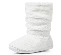 VIVA Polar Mens Slipper Sherpa Boots Memory Foam Slipper Boots - 7 - White