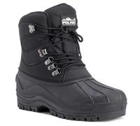 VIVA Polar Mens Snow Boots - Rubber Sole, Lace-Up Closure, Fleece Lined - 11 - Black