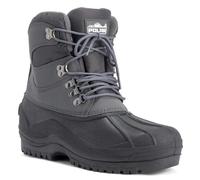 VIVA Polar Mens Snow Boots - Rubber Sole, Lace-Up Closure, Fleece Lined - 12 - Grey
