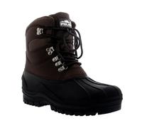VIVA Polar Mens Snow Boots - Rubber Sole, Lace-Up Closure & Fleece Lining - 11 - Brown