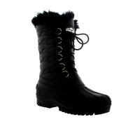 VIVA Polar Women's Cuff Lace Up Waterproof Winter Mid Calf Snow Rain Boots - 6 - Jet Black