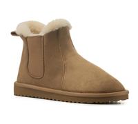 VIVA Polar Womens Faux Fur Chelsea Boots - Slip-On Ankle Boot with Fleece - 4 - Tan
