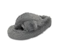 Polar Womens Slippers - Faux Fur Fluffy Slider Soft Bed Lining - Warm Plush Bedroom Slipper - Open Toe House Slipper Sandals Anti-Skid Outsole - Fluffy Slippers for Indoors - Dark Grey AYC0955/UK5