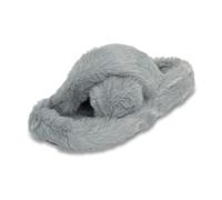 Polar Womens Slippers - Faux Fur Fluffy Slider Soft Bed Lining - Warm Plush Bedroom Slipper - Open Toe House Slipper Sandals Anti-Skid Outsole - Fluffy Slippers for Indoors -Light Grey AYC0957/UK4