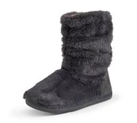 Polar Womens Slipper Boots with Sherpa Lining - Memory Foam Indoor Bootie Slipper with Anti-Slip Rubber Sole - Soft, Warm and Fluffy House Slipper - Ankle Boot Slippers - Dark Grey Fur AYC0842/UK7