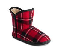 Polar Womens Memory Foam Indoor Faux Fur Fleece Bootie Rubber Sole Comfort Outdoor Anti Slip Durable Slippers - Red Tartan - UK7/EU40 - YC0752