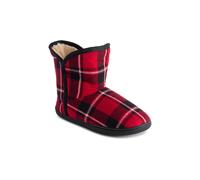 Polar Womens Memory Foam Indoor Faux Fur Fleece Bootie Rubber Sole Comfort Outdoor Anti Slip Durable Slippers - Red Tartan - UK4/EU37 - YC0752