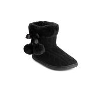 VIVA Polar Women's Memory Foam Pom Pom Winter Faux Fur Cosy Slippers in Jet Black | Size: 6 Viva Jet Black 6