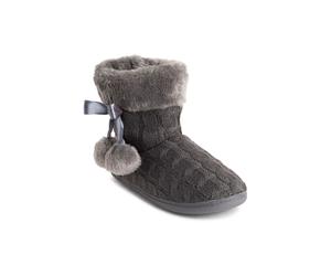 VIVA Polar Women's Memory Foam Pom Pom Winter Faux Fur Cosy Slippers in Mid Grey | Size: 6 Viva Mid Grey 6