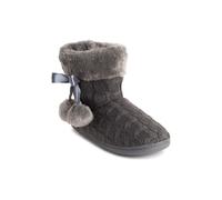 VIVA Polar Women's Memory Foam Pom Pom Winter Faux Fur Cosy Slippers in Mid Grey | Size: 8 Viva Mid Grey 8