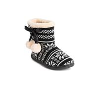 Polar Womens Memory Foam Pom Pom Winter Faux Fur Luxury Plush Cosy Anti Slip Indoor Outdoor Slippers - Black/White - UK8/EU41 - YC0710