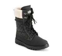 VIVA Polar Women's Memory Foam Thermal Deep Tread Rubber Sole Snow Boots - 5 - Black Leather / Beige Shearling