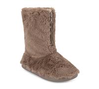 Polar Women’s Faux Fur Indoor Outdoor Boot Slippers - Memory Foam Lined House Shoes with Zip Closure, Plush Warm Lining & Non-Slip Rubber Sole - Cosy Winter Comfort Footwear - Champagne - UK4/EU37